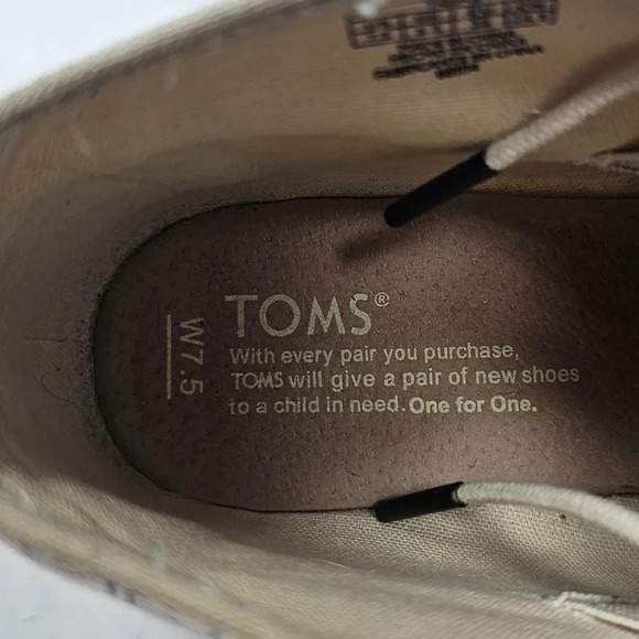 TOMS Desert Wedge Ink Sashiko Espadrilles Ankle Booties Size 7.5 - Picture 9 of 12